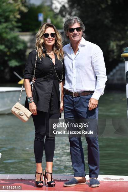 Daniela Santanche and Dimitri D'Asburgo are seen during the 74. Venice Film Festival on August 31, 2017 in Venice, Italy.