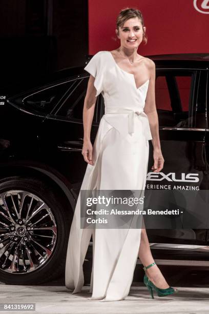 Julie Gayet walks the red carpet ahead of the 'The Insult' screening during the 74th Venice Film Festival at Sala Grande on August 31, 2017 in...