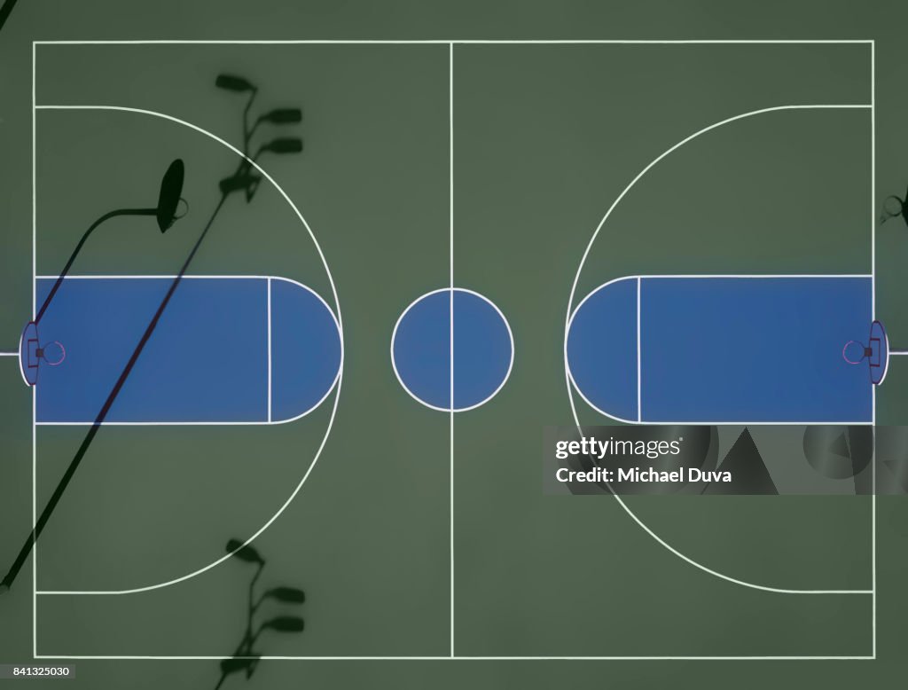 Aerial view of basketball court