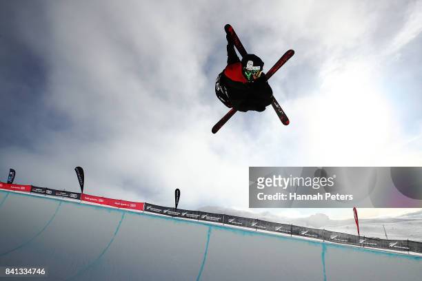 Brendan MacKay of Canada comeptes during the Winter Games NZ FIS Freestyle Skiing World Cup Halfpipe Finals at Cardrona Alpine Resort on September 1,...
