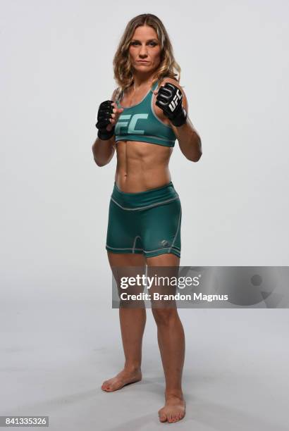 Barb Honchak poses for a portrait during the filming of The Ultimate Fighter: at the UFC TUF Gym on July 15, 2017 in Las Vegas, Nevada.