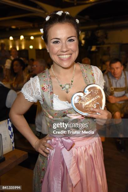 Sarah Tkotsch during the Angermaier Trachten-Nacht at Hofbraeuhaus on August 31, 2017 in Berlin, Germany.