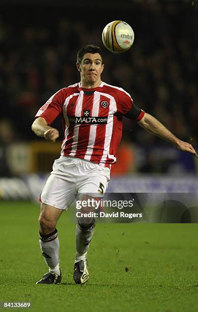 Chris Morgan of Sheffield United pictured during the Coca-Cola Championship match between Wolverhampton Wanderers and Sheffield United at Molineux...