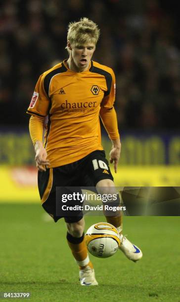 Andy Keogh of Wolves pictured during the Coca-Cola Championship match between Wolverhampton Wanderers and Sheffield United at Molineux Stadium on...