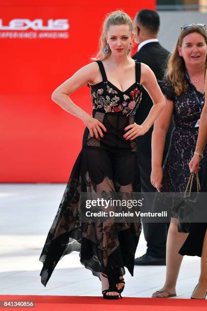 Amanda Seyfried walks the red carpet ahead of the 'First Reformed' screening during the 74th Venice Film Festival at Sala Grande on August 31, 2017...