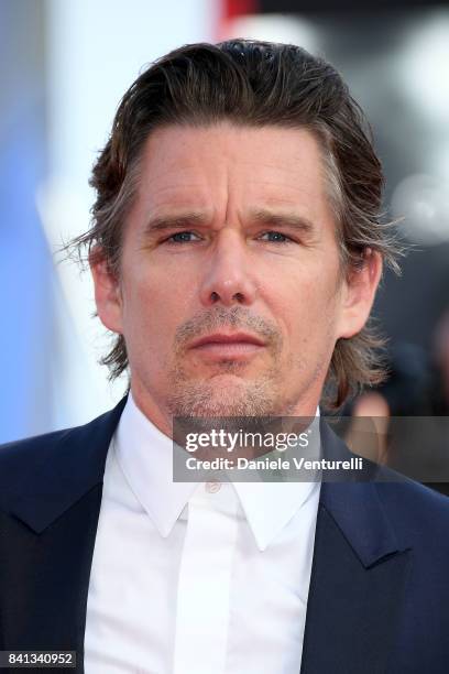 Ethan Hawke walks the red carpet ahead of the 'First Reformed' screening during the 74th Venice Film Festival at Sala Grande on August 31, 2017 in...