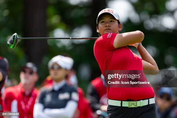 Yani Tseng tees off on the 1st hole during the second round of the Canadian Pacific Women's Open on August 25, 2017 at The Ottawa Hunt and Golf Club,...