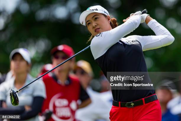 Minjee Lee tees off on the 1st hole during the second round of the Canadian Pacific Women's Open on August 25, 2017 at The Ottawa Hunt and Golf Club,...
