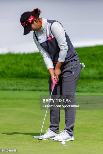 Min Seo Kwak putts on the green of the 18th hole during the second round of the Canadian Pacific Women's Open on August 25, 2017 at The Ottawa Hunt...