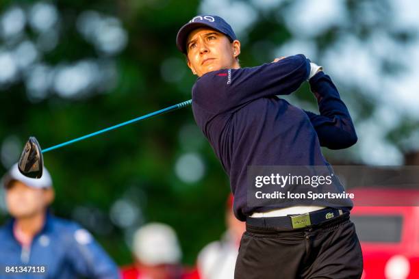 Azahara Munoz tees off on the 1st hole during the second round of the Canadian Pacific Women's Open on August 25, 2017 at The Ottawa Hunt and Golf...