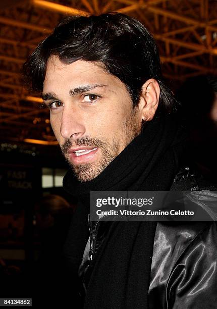 Milan forward Marco Borriello is seen at Malpensa Airport before the departure for AC Milan Training Camp in Dubai on December 29, 2008 in Milan,...