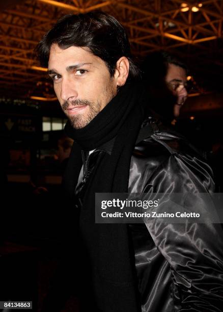 Milan forward Marco Borriello is seen at Malpensa Airport before the departure for AC Milan Training Camp in Dubai on December 29, 2008 in Milan,...