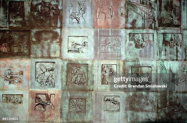 Portion of Robert Graham's bronze sculpture symbolizing the 54 social programs of the New Deal is seen at the Roosevelt Memorial December 29, 2008 in...