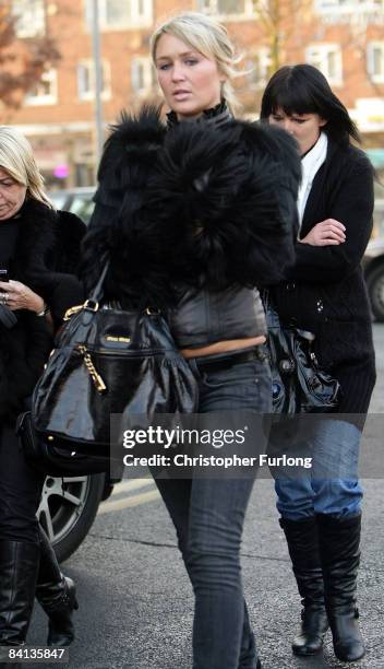 Alex Curran, wife of footballer Steven Gerrard, walks near the police station where her husband has been questioned by police on December 29, 2008 in...