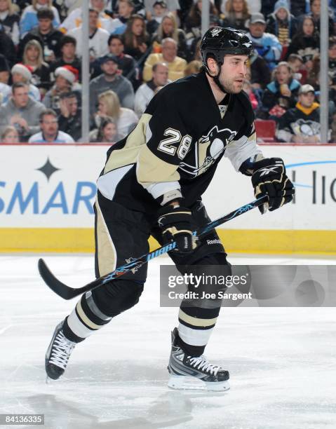 Eric Godard of the Pittsburgh Penguins skates against the Tampa Bay Lightning on December 23, 2008 at Mellon Arena in Pittsburgh, Pennsylvania.