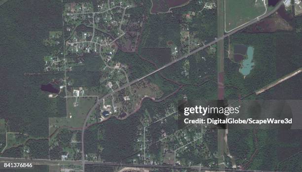 This is a "before" DigitalGlobe via Getty Images satellite imagery of a neighborhood east of Beaumont, Texas -- before Hurricane Harvery.