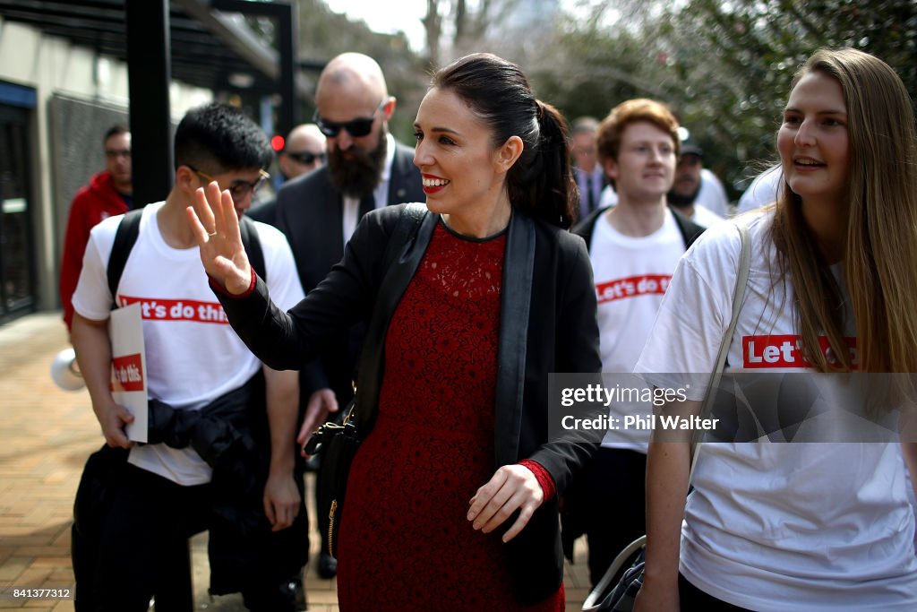 Jacinda Ardern Campaigns As Labour Takes Lead In Polls