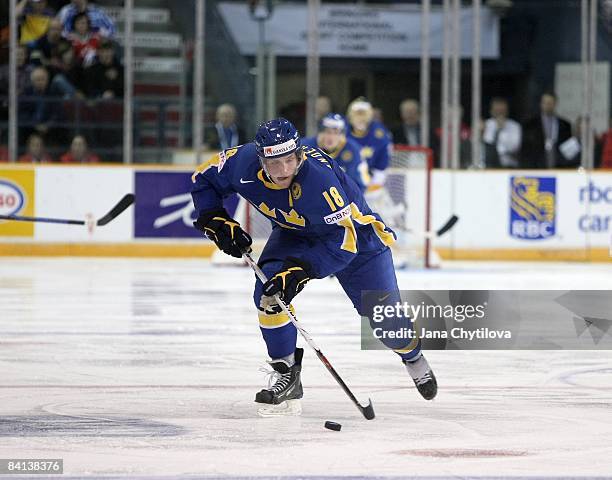 Joakim Andersson of Team Sweden skates against Team Finland during the IIHF World Junior Championships held at the Ottawa Civic Centre on December...