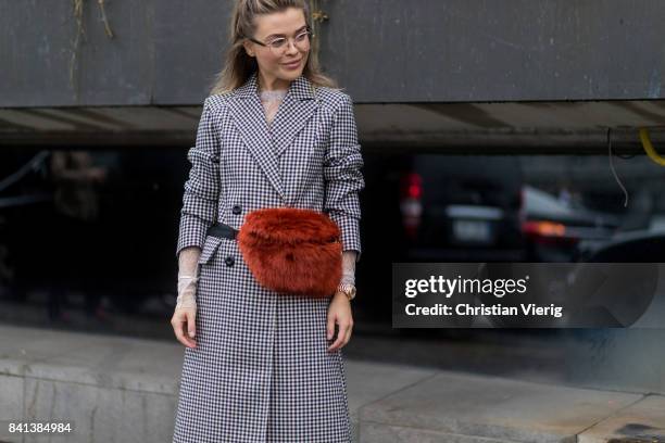 Gine Margrethe wearing belt bag outside Valerie on August 31, 2017 in Stockholm, Sweden.