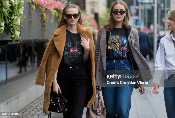 Models outside Valerie on August 31, 2017 in Stockholm, Sweden.