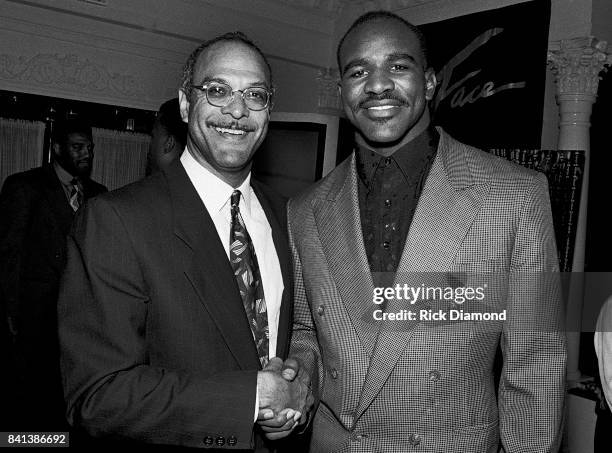 Bill Campbell Atlanta City Council and Boxing Champion Evander "The Real Deal" Holyfield attend LaFace Records Toni Braxton platinum celebration...