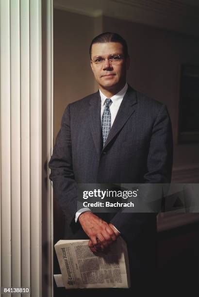 Robert McNamara pictured as Secretary of Defense during the Kennedy Administration, 1962. Washington, D.C.