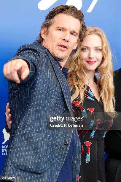 Ethan Hawke and Amanda Seyfried attend the 'First Reformed' photocall during the 74th Venice Film Festival on August 31, 2017 in Venice, Italy....