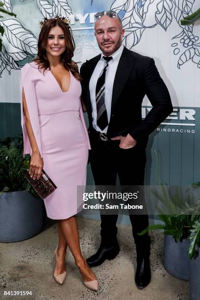 Lauren Phillips and Alex Perry during the Myer Spring Racing 2017 Collections Launch on September 1, 2017 in Melbourne, Australia.