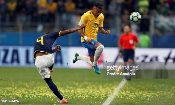 Neymar of Brazil in action during the 2018 FIFA World Cup Russia qualifying match between Brazil and Ecuador at Arena do Gremio in Porto Alegre,...