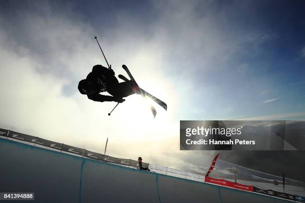 Beau-James Wells of New Zealand competes during the Winter Games NZ FIS Men's Freestyle Skiing World Cup Halfpipe Finals at Cardrona Alpine Resort on...