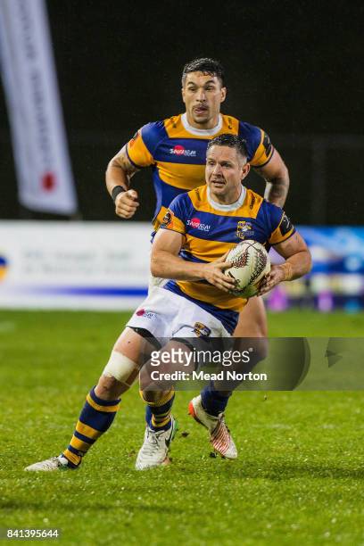 Mike Delaney of the Steamers running with the ball during the round three Mitre 10 Cup match between Bay of Plenty and Wellington on August 31, 2017...