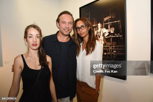 Juliette Besson, Vincent Perez and Sonia Rolland attend 'Bolchoi' Vincent Perez Photo Exhibition Preview at Royal Monceau on August 31, 2017 in...