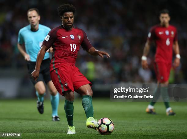 Portugal's defender Eliseu in action during the FIFA 2018 World Cup Qualifier match between Portugal and Faroe Islands at Estadio do Bessa on August...
