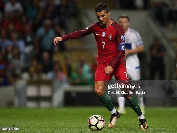 Portugal's forward Cristiano Ronaldo in action during the FIFA 2018 World Cup Qualifier match between Portugal and Faroe Islands at Estadio do Bessa...