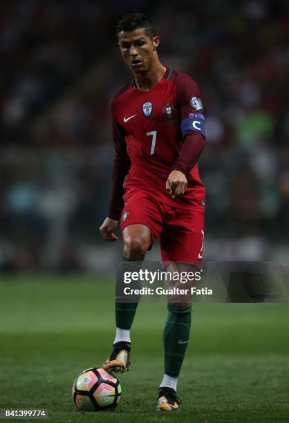 Portugal's forward Cristiano Ronaldo in action during the FIFA 2018 World Cup Qualifier match between Portugal and Faroe Islands at Estadio do Bessa...