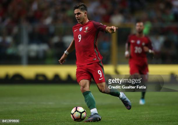 Portugal's forward Andre Silva in action during the FIFA 2018 World Cup Qualifier match between Portugal and Faroe Islands at Estadio do Bessa on...