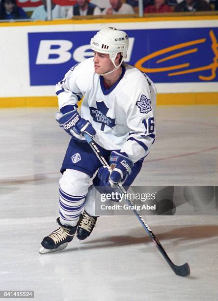 Darby Hendrickson of the Toronto Maple Leafs skates against the Ottawa Senators during game action on December 5, 1995 at Maple Leaf Gardens in...