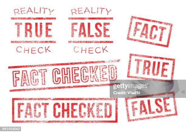 ilustrações de stock, clip art, desenhos animados e ícones de fact reality check true false rubber stamps - validation