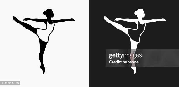illustrations, cliparts, dessins animés et icônes de icône de danseuse sur noir et blanc vector backgrounds - ballerine