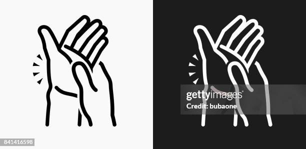 hands pain icon on black and white vector backgrounds - arthritis stock illustrations