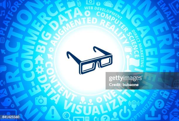3d glasses icon on internet modern technology words background - camera 3d render stock illustrations