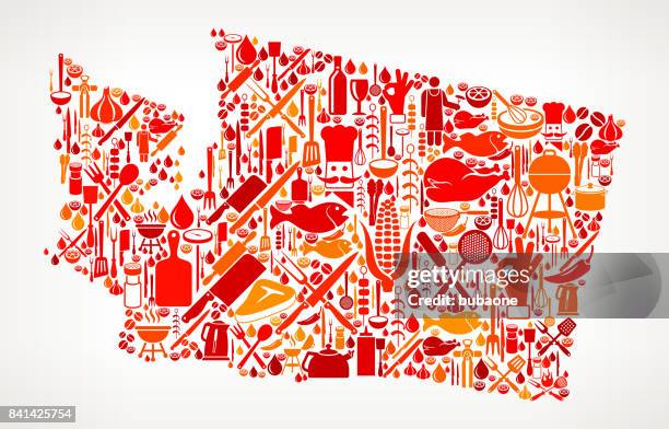 washington cooking and food vector icon pattern - forks washington stock illustrations