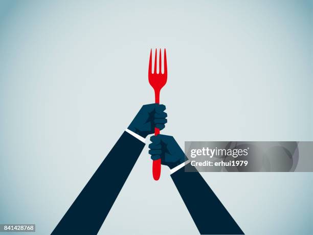 sharing - holding fork stock illustrations
