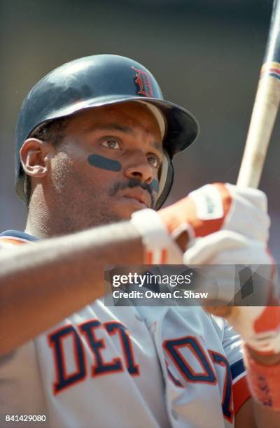 Cecil Fielder of the Detroit Tigers prepares to bat against the California Angels at the Big A circa 1992 in Anaheim,California.