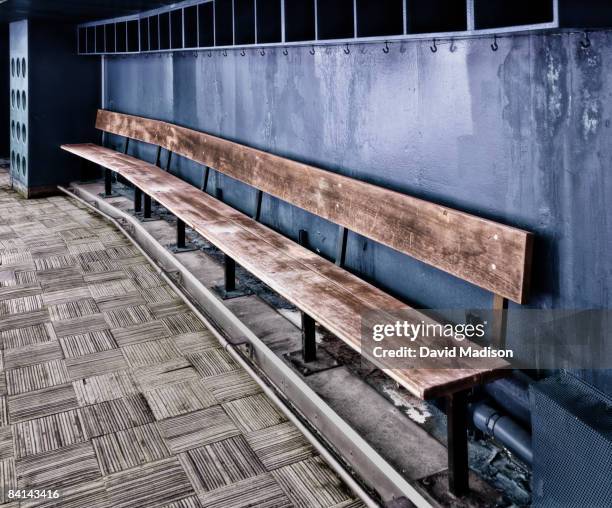 empty team bench in baseball dugout. - banco dos jogadores imagens e fotografias de stock