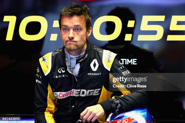 Jolyon Palmer of Great Britain and Renault Sport F1 prepares to drive during practice for the Formula One Grand Prix of Italy at Autodromo di Monza...