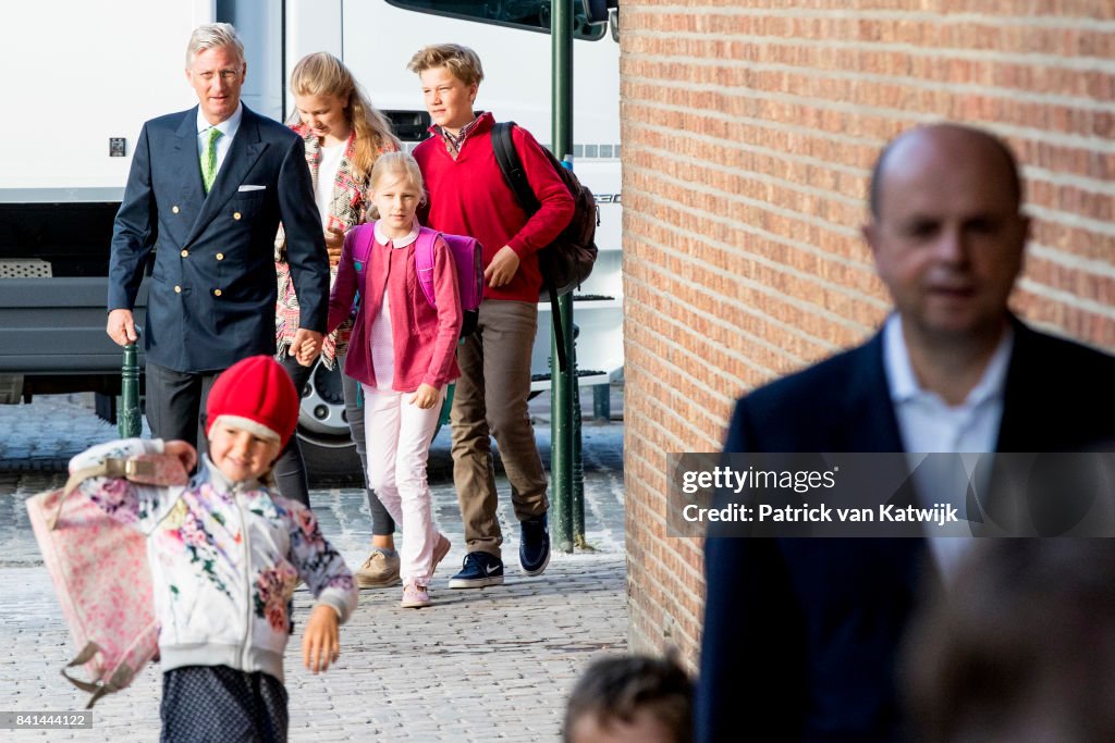 First Day Of School For Belgium Royal Family Children In Brussels