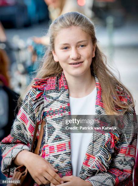 Princess Elisabeth of Belgium on her way to school at the Sint-Jan-Berchmanscollege after the summer vacation on September 1, 2017 in Brussels,...
