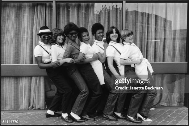 Ska girls having a little bit of fun in Coventry, 1980.