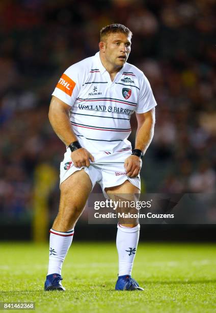 Tom Youngs of Leicester Tigers during the Pre-Season match between Leicester Tigers and Ospreys at Welford Road on August 24, 2017 in Leicester,...